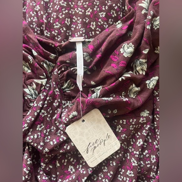 NEW Free People Women Love Story Maxi Dress Raisin Combo Burgundy Brown Floral M - Picture 13 of 16